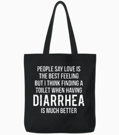 Toilet Diarrhea Funny Ironic Tote Bags - Black