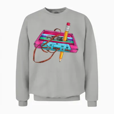 80 90s Outfit Women's Men's Party Fancy Dress Cassette T-Shirt, Black Unisex Sweatshirt - Ash