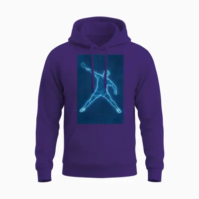 Neon Circuit Tennis Player Unisex Hoodie - Purple