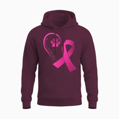 Because No One Fights Alone Dog Paws Breast Cancer Unisex Hoodie - Maroon