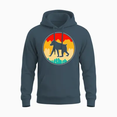 Monkey Retro Unisex Hoodie - Dark Heather