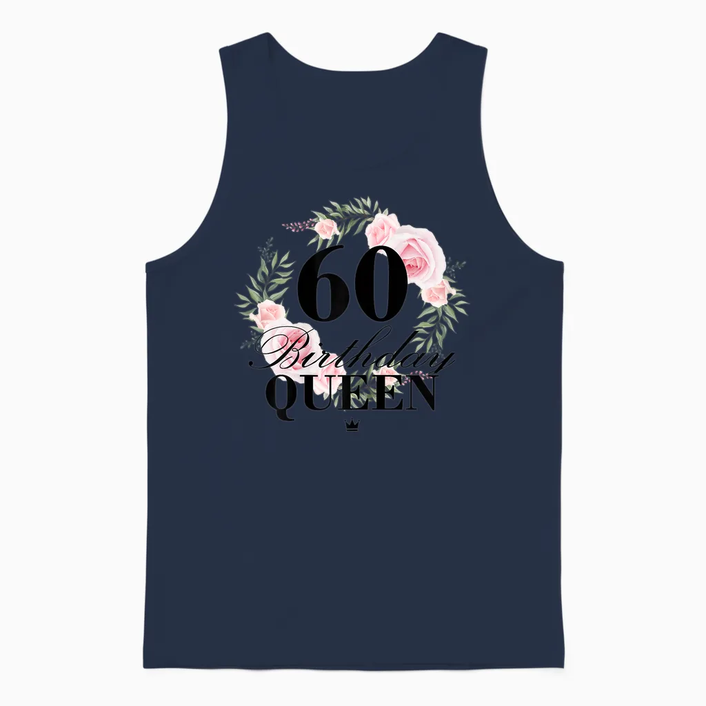 Ladies 60th Birthday Queen 60 Years T-Shirt, White, S Unisex Tank Top in Navy