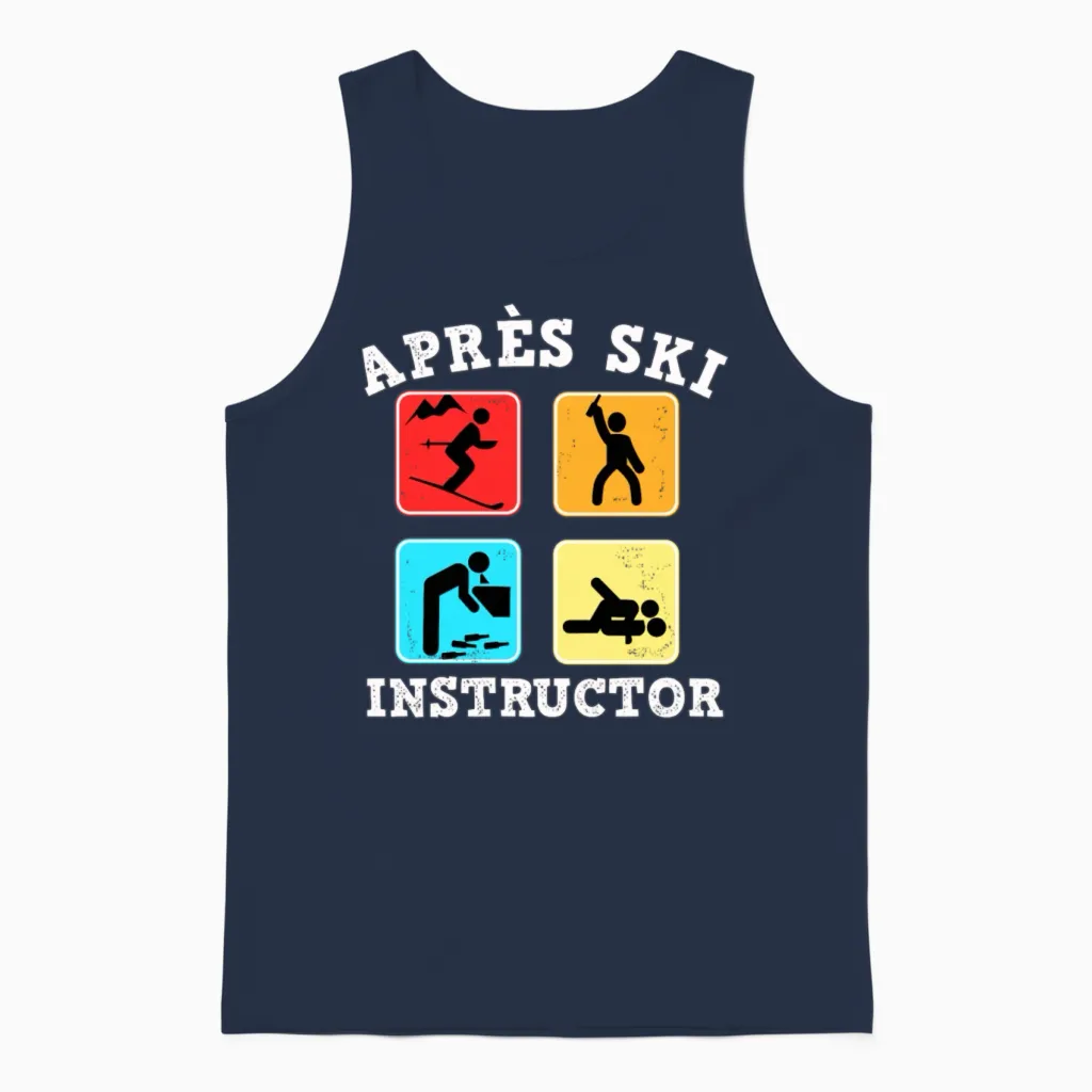 Apres-Ski Instructor for Crazy Skier Unisex Tank Top in Navy