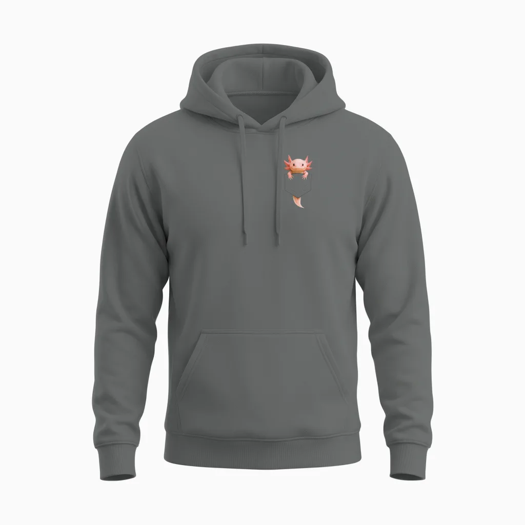Cute Axolotl Pocket Funny Gifts for Men Women Teen Kid Unisex Hoodie in Graphite Heather