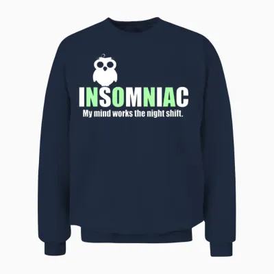 Insomniac Funny Quote Unisex Sweatshirt - Navy