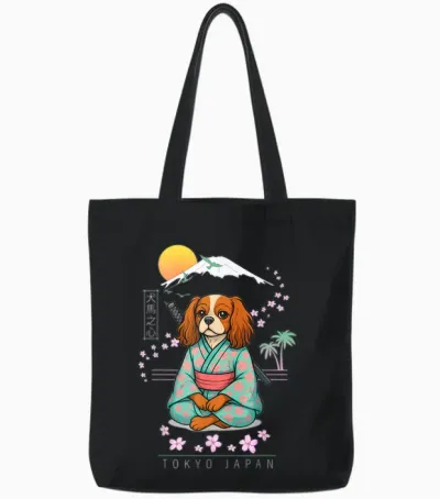 Cavalier King Charles Spaniel Tote Bags - Black
