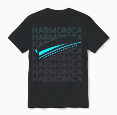 Harmonica Player Harmonicist Retro Unisex T-Shirt - Black