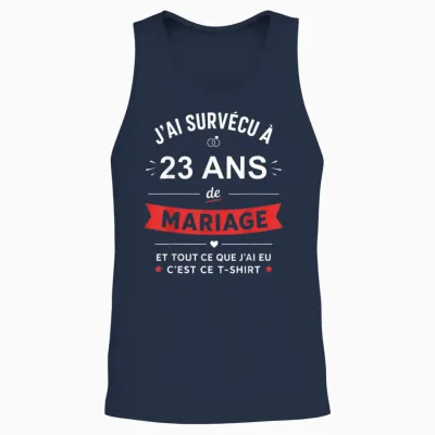 Idée Humour Blague Couple J’ai Survécu à 23 Ans De Mariage Unisex Tank Top - Navy