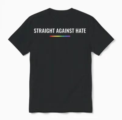 Straight Against Hate Lgbt Gay Pride Ally Unisex T-Shirt - Black