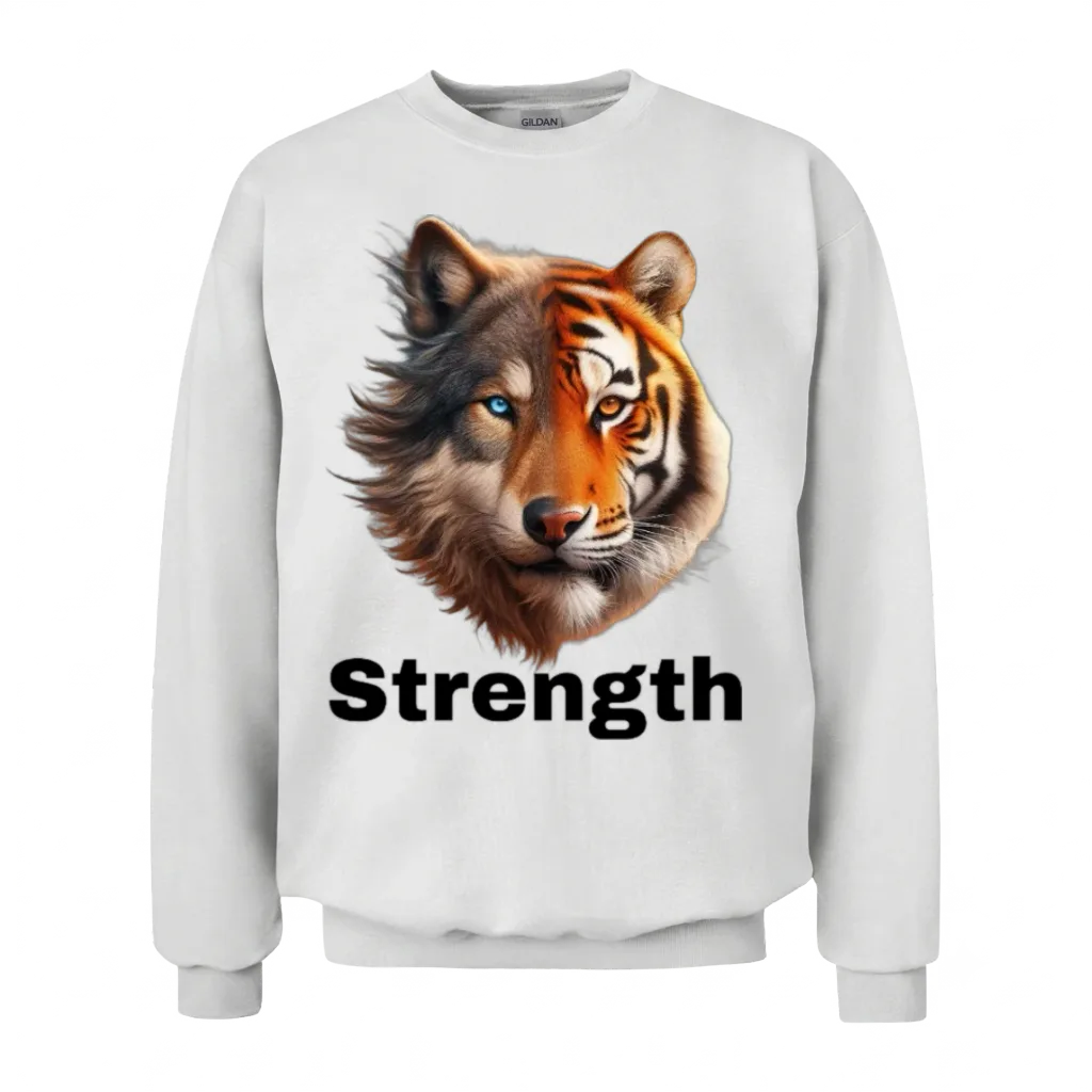 Tiger/wolf Strength β Wildlife Gift Unisex Sweatshirt - White