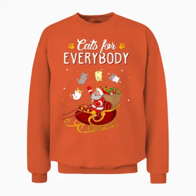Cats for Everybody Men Kids Women Ugly Christmas Cat Unisex Sweatshirt - Orange