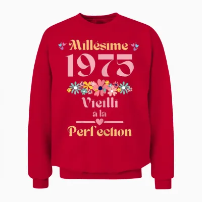 49 Ans Femme 1975 Idée Cadeau Anniversaire Drôle Humour Mama T-Shirt, Black, Female X-Small Unisex Sweatshirt - Red
