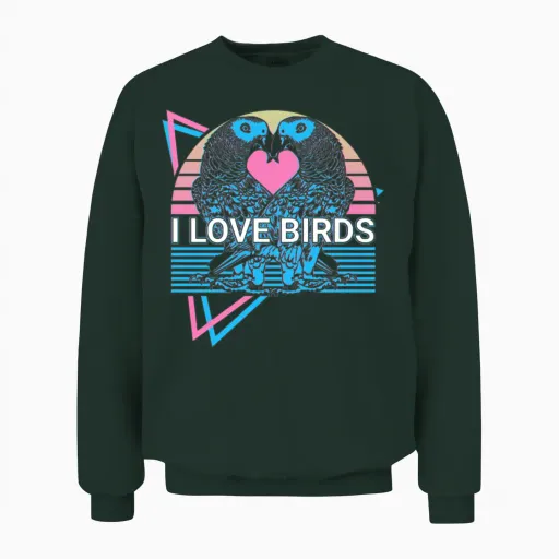 Cockatiel Parrot Retro Bird Lovers Gift Unisex Sweatshirt in Forest