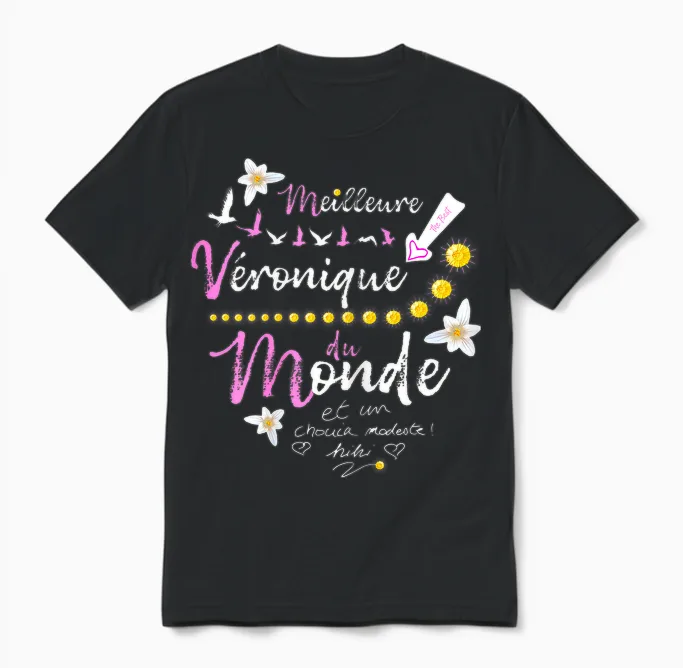 Gift Veronique First Name Birthday Best Veronique T-Shirt, Black, Female X-Small Unisex T-Shirt in Black