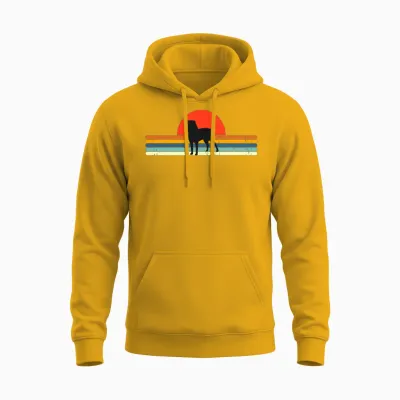 Vintage Dog Retro Sunset Unisex Hoodie - Gold