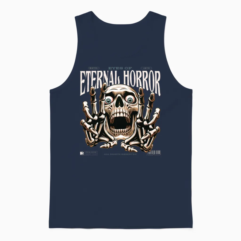 Eternal Horror Skull – Creepy Vintage Poster Art Unisex Tank Top in Navy