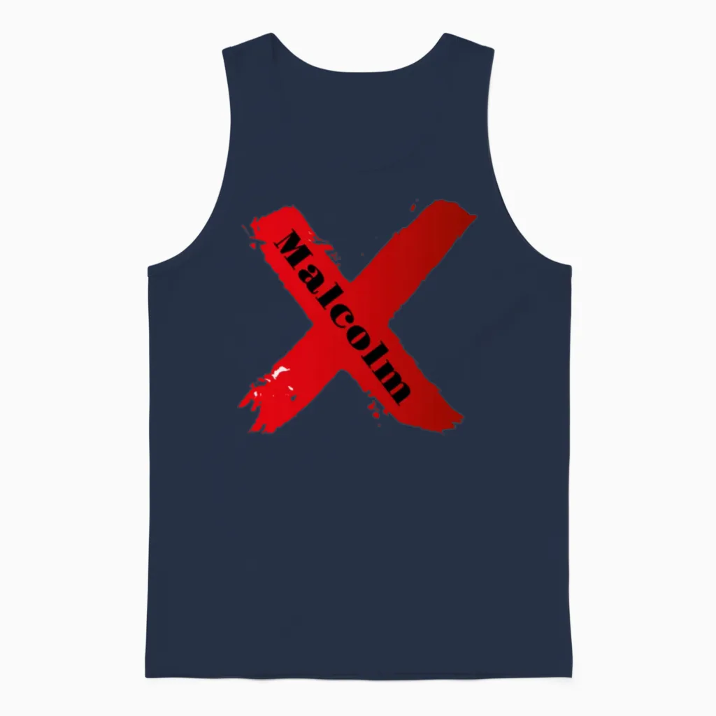 Malcolm X Unisex Tank Top in Navy
