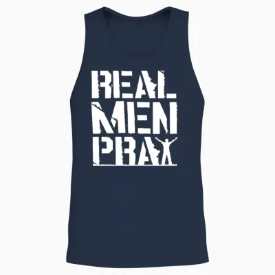 Prayer - Real Men Pray Unisex Tank Top - Navy