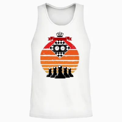 Retro Chess Club Player Unisex Tank Top - White