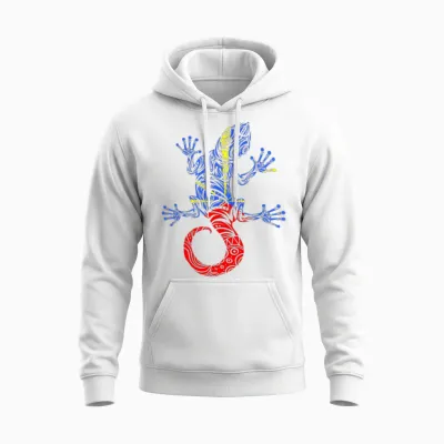 Margouillat Reunionnais Flag Reunion Island T-Shirt, Black, S Unisex Hoodie - White