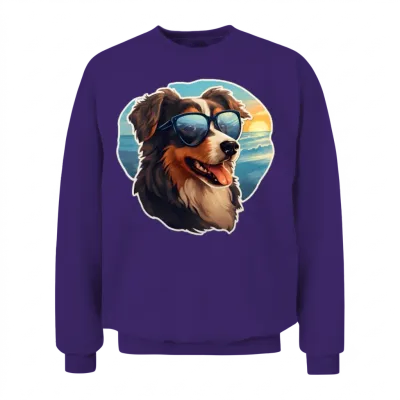 Dog with Sunglasses Unisex Sweatshirt - Purple