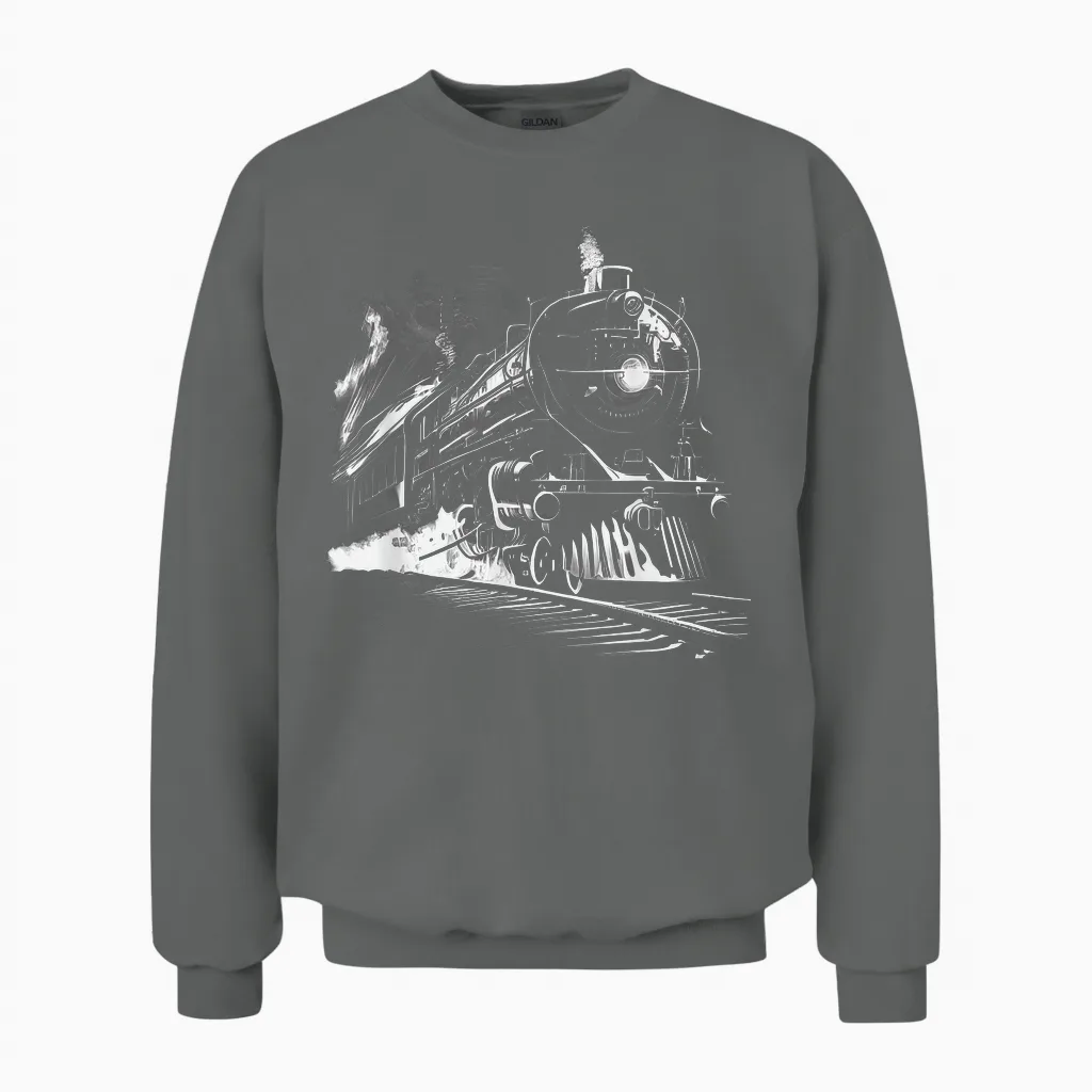 Steam Train Locomotive Train Vintage Train T-Shirt, Black, S Unisex Sweatshirt in Graphite Heather