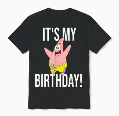 Mademark X Spongebob Squarepants - Patrick Star - It's My Birthday! Unisex T-Shirt - Black