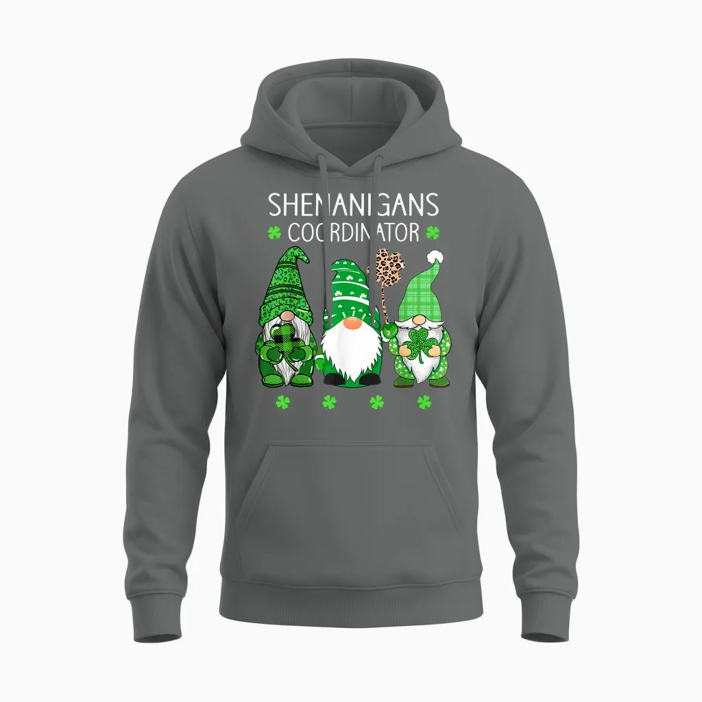 St Patricks Day Lucky Shamrock Shenanigans Gnomes Women Unisex Hoodie in Graphite Heather