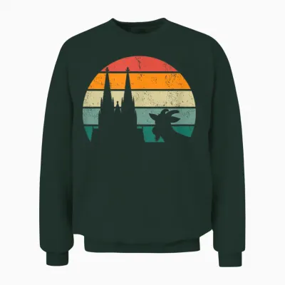Cologne, My Town! Geißbock with Cathedral and Moon. Cologne Pride T-Shirt, Black Unisex Sweatshirt - Forest