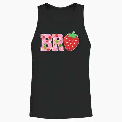 Bro Brother of the Berry Sweet Birthday Strawberry Family Unisex Tank Top - Black