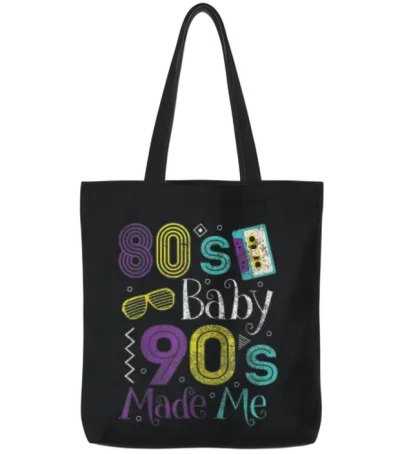 80s Retro 1980s Clothes Tote Bags - Black