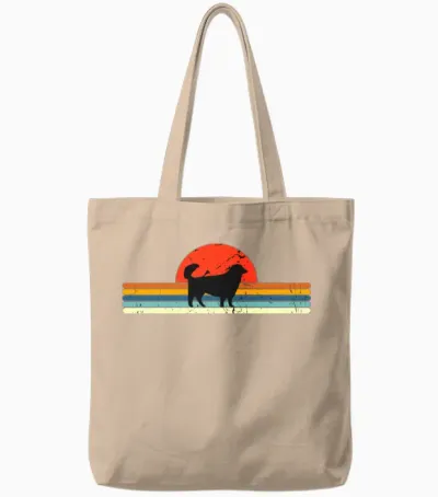 Vintage Dog Retro Sunset Tote Bags - Natural