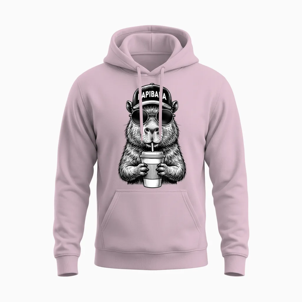 Papibara Vatertag Lustiger Papa Capybara Vater Unisex Hoodie in Light Pink