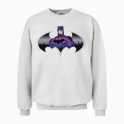 Batman Cool Design with Logo and Pink Suit Unisex Sweatshirt - White