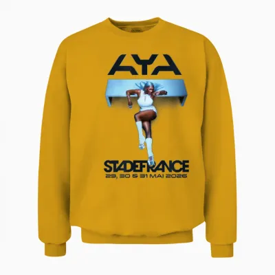 Aya Nakamura Merch Officiel Tournée Stade De France 2026 Unisex Sweatshirt - Gold