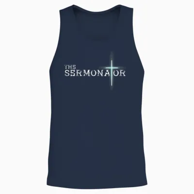 The Sermonator Pastor Appreciation Christian Cross Fun Gift T-Shirt Small Unisex Tank Top - Navy