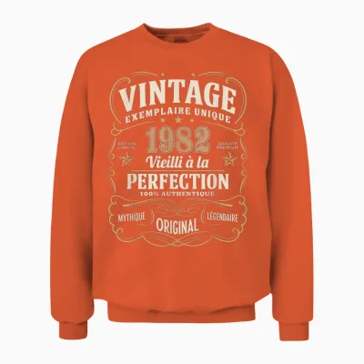 43 Years Man 1982 Birthday T Shirt 43 Years Man 1982 T-Shirt, Black, S Unisex Sweatshirt - Orange