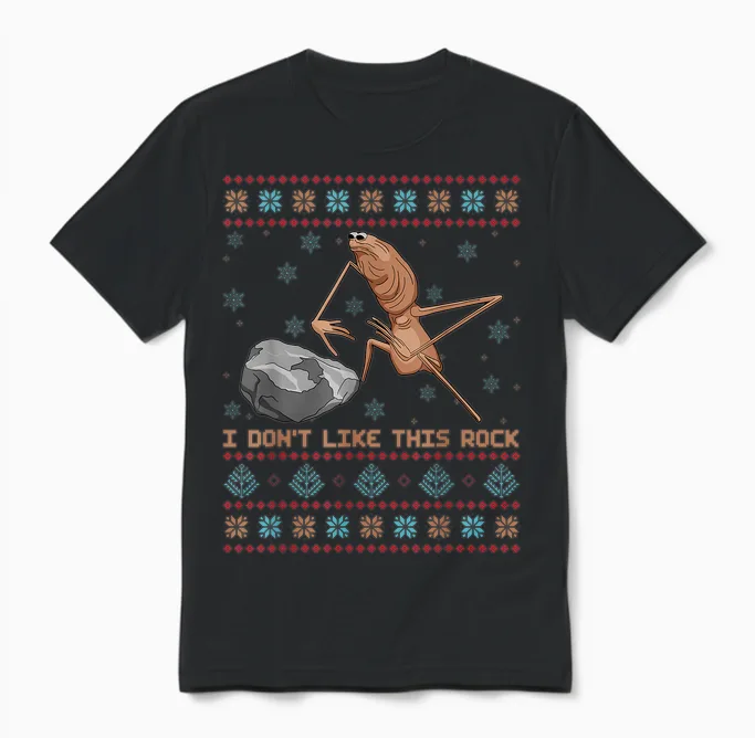 I Don't Like This Rock Marcus the Worm Ugly Sweater Xmas Unisex T-Shirt in Black