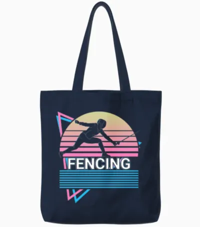 Fencing Fencer Retro Tote Bags - Navy