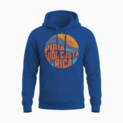 Pura Vida Costa Rica Shirt, Vintage Sunset Unisex Hoodie - Royal
