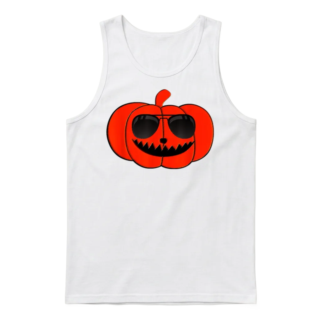 Funny Halloween Funny Pumpkin Face Unisex Tank Top - White