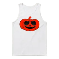 Funny Halloween Funny Pumpkin Face Unisex Tank Top - White – 1