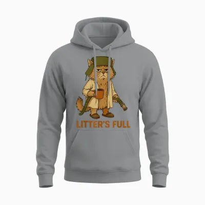 Litter’s Full Funny Cat Lovers Christmas Xmas Unisex Hoodie - Sport Grey