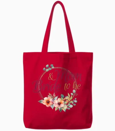 Mom and Bride to Be - Hen Party T-Shirt, White Tote Bags - Red