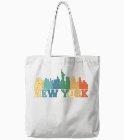 New York Skyline Retro Tote Bags - White