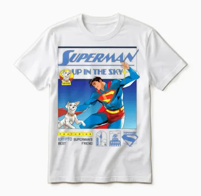 Superman (2025) Up in the Sky Featuring Krypto Unisex T-Shirt - White