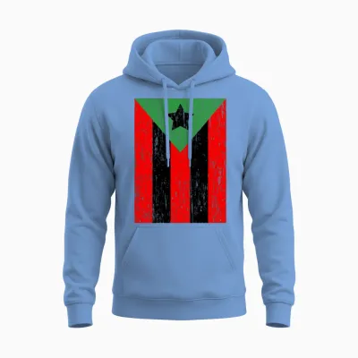 Afro Boricua Flag Puerto Rico Africa Roots Pride Unisex Hoodie - Carolina Blue