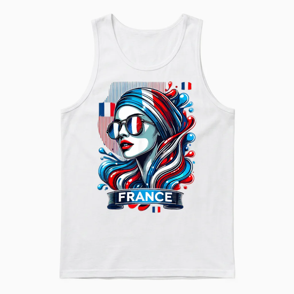 French Flag, French Flag Gift, France Supporter, T-Shirt, White, S Unisex Tank Top in White