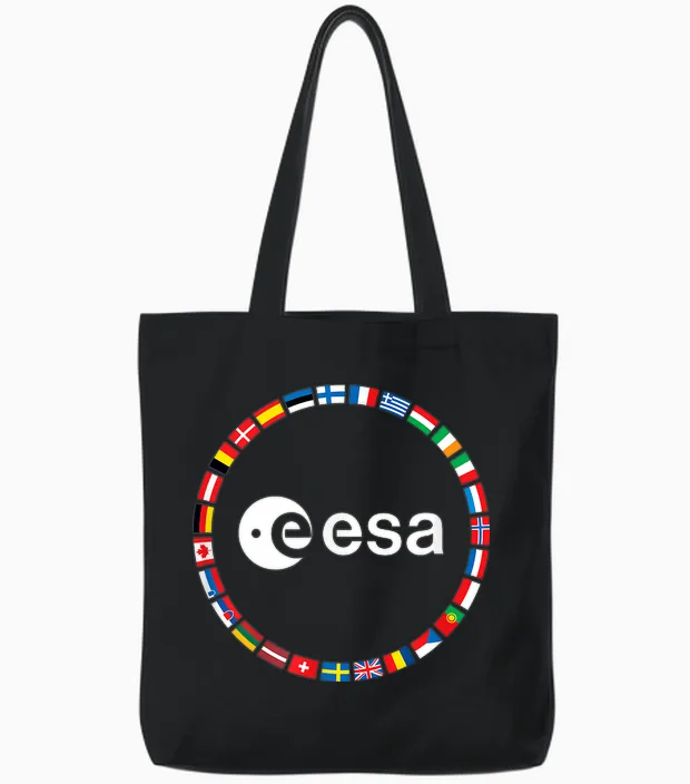 Esa European Space Agency Logo T-Shirt, Black Tote Bags in Black