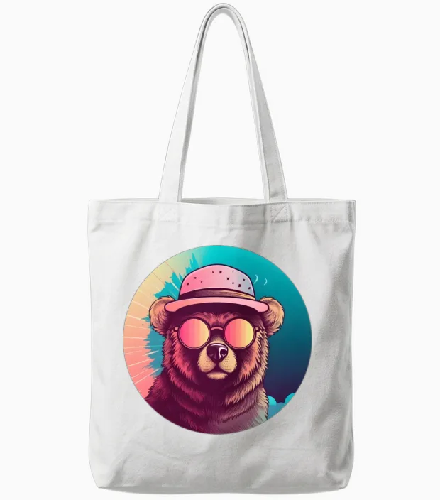 Retro Bear Lovers Design - Wildlife Tote Bags - White